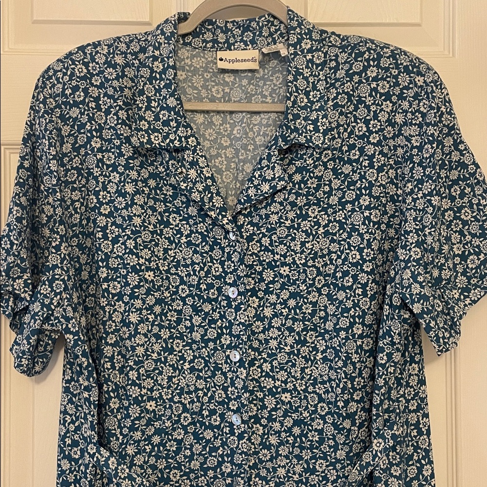 Appleseed's Blue Floral Button Down Dress - Picture 3 of 4